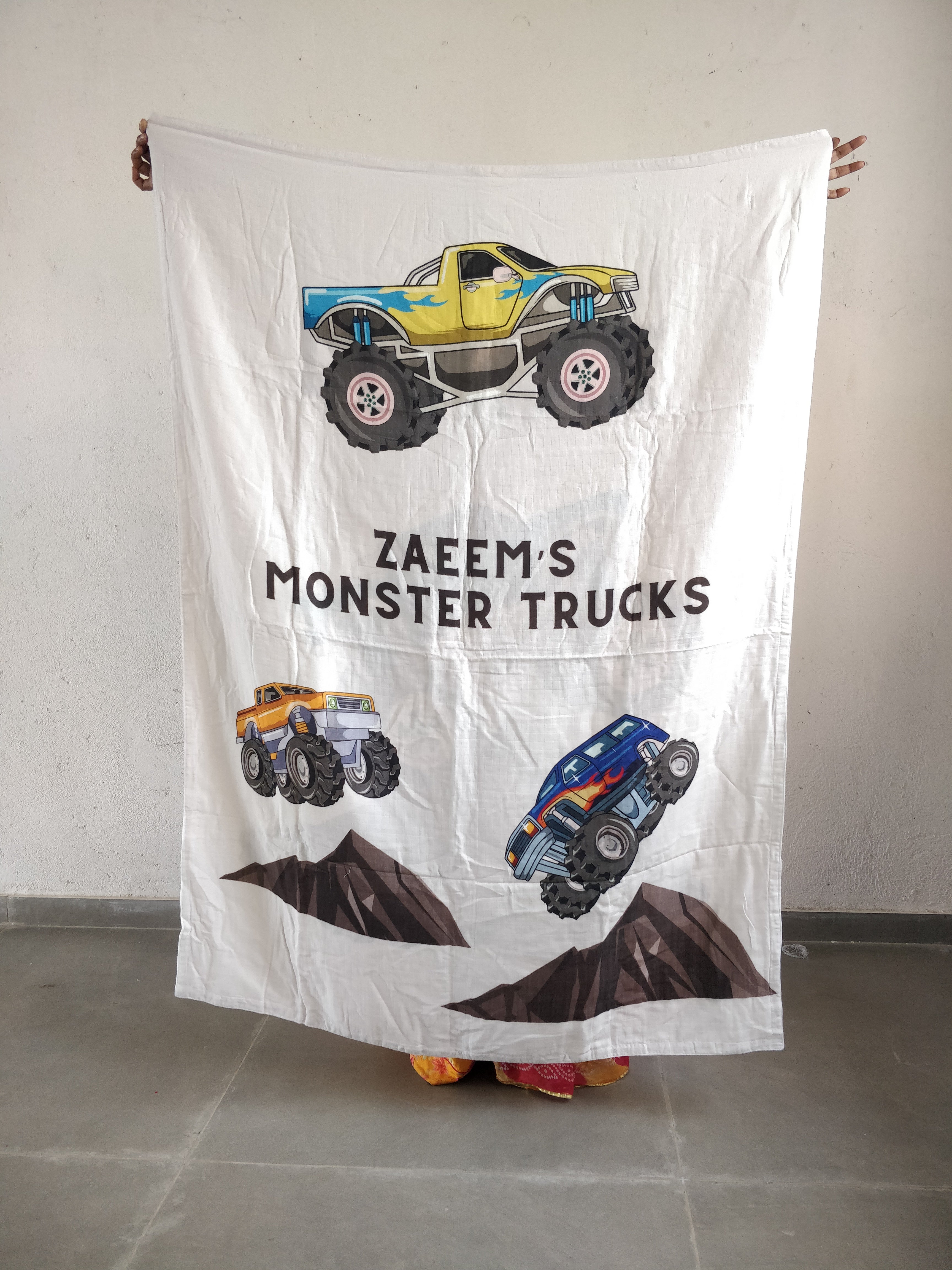 Beat Monster Truck Zaeem's Name Small Size Blanket