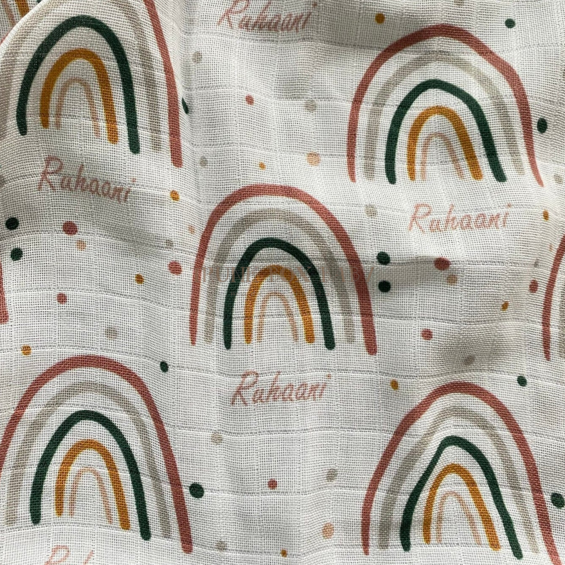 Rainbow and dots customised swaddle