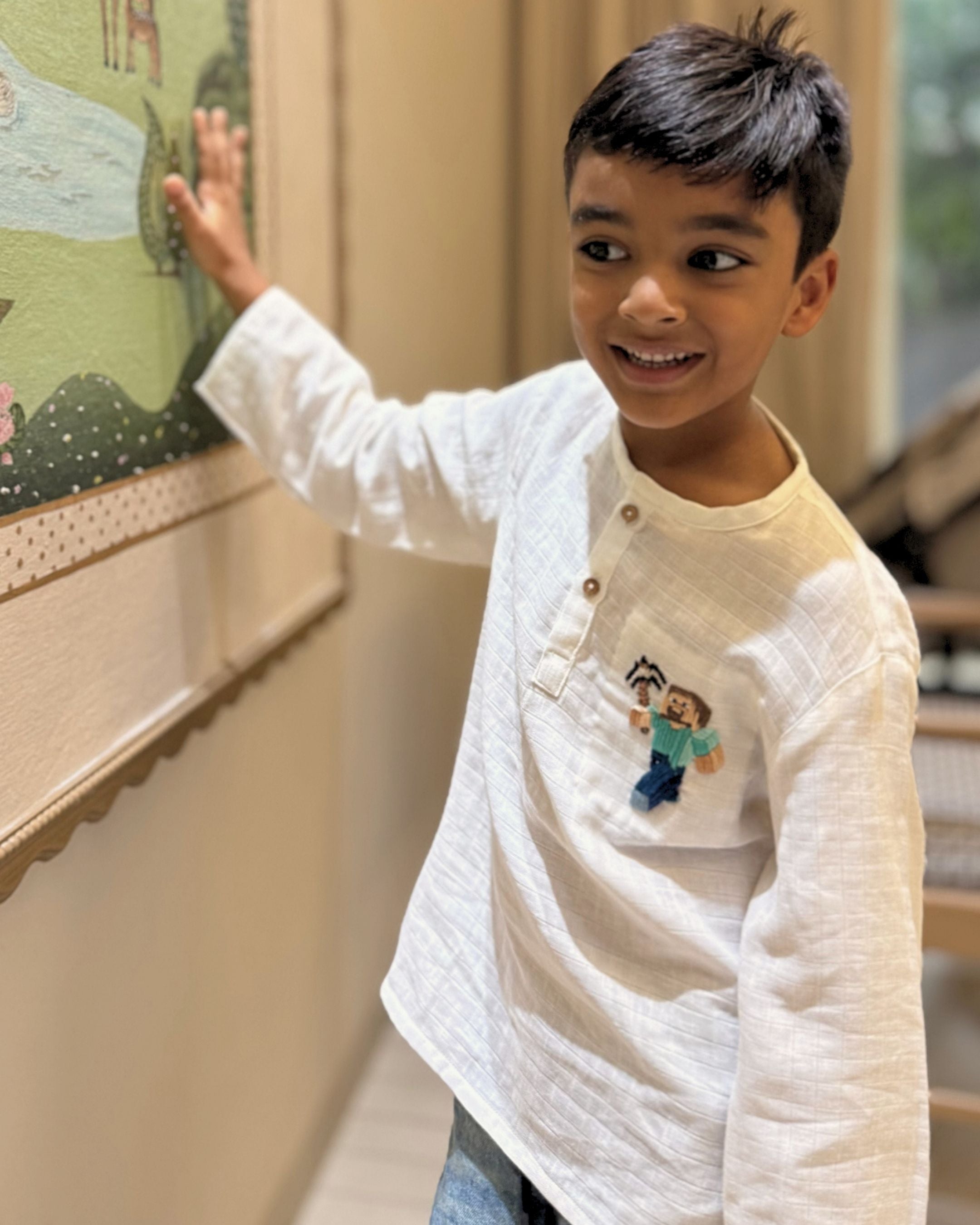 Minecraft Hand Embroidered Kurta