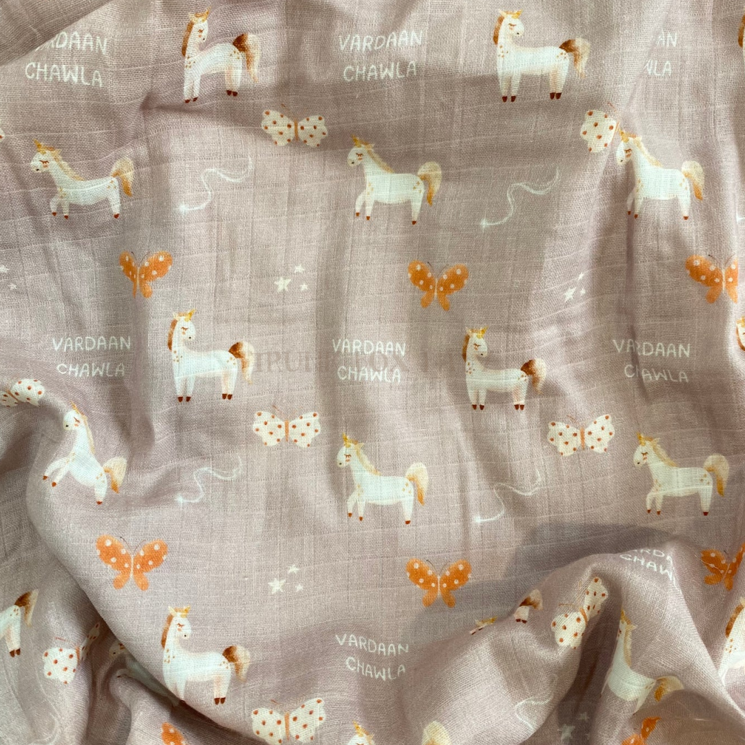 Unicorn and Butterfly Customised Swaddle