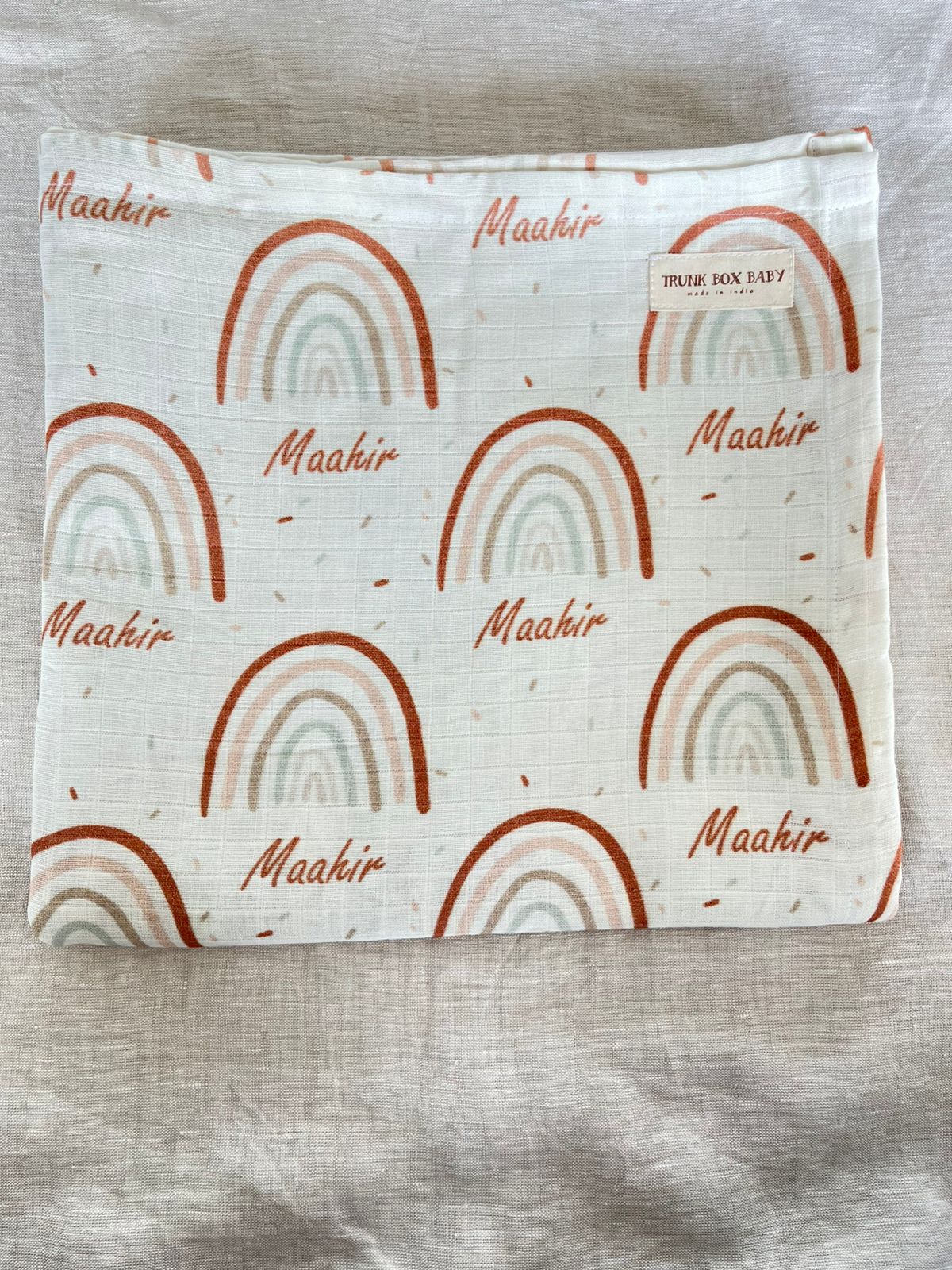 Earthy Rainbow Maahir Name Swaddle