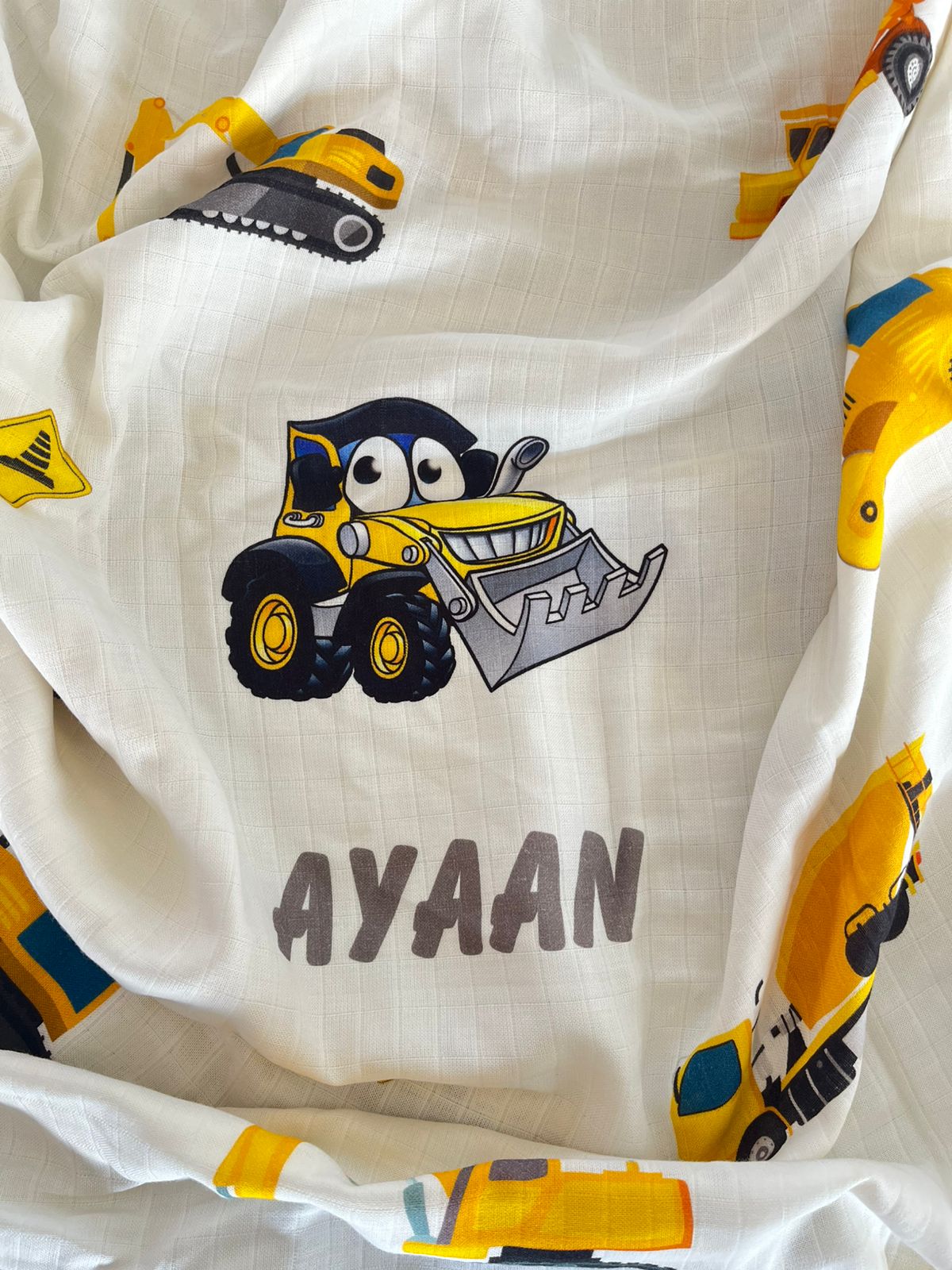 Ayaan Name Small Size JCB Blanket