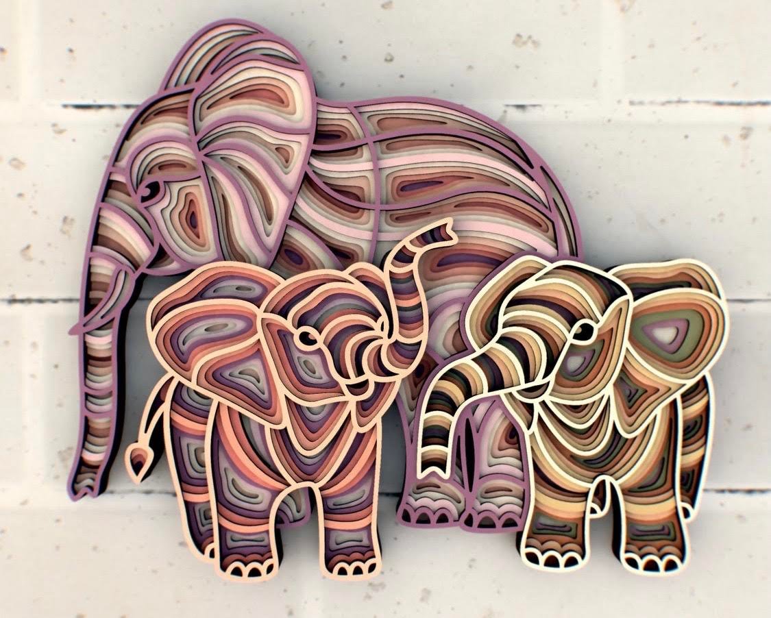 Elephant Family Wallart