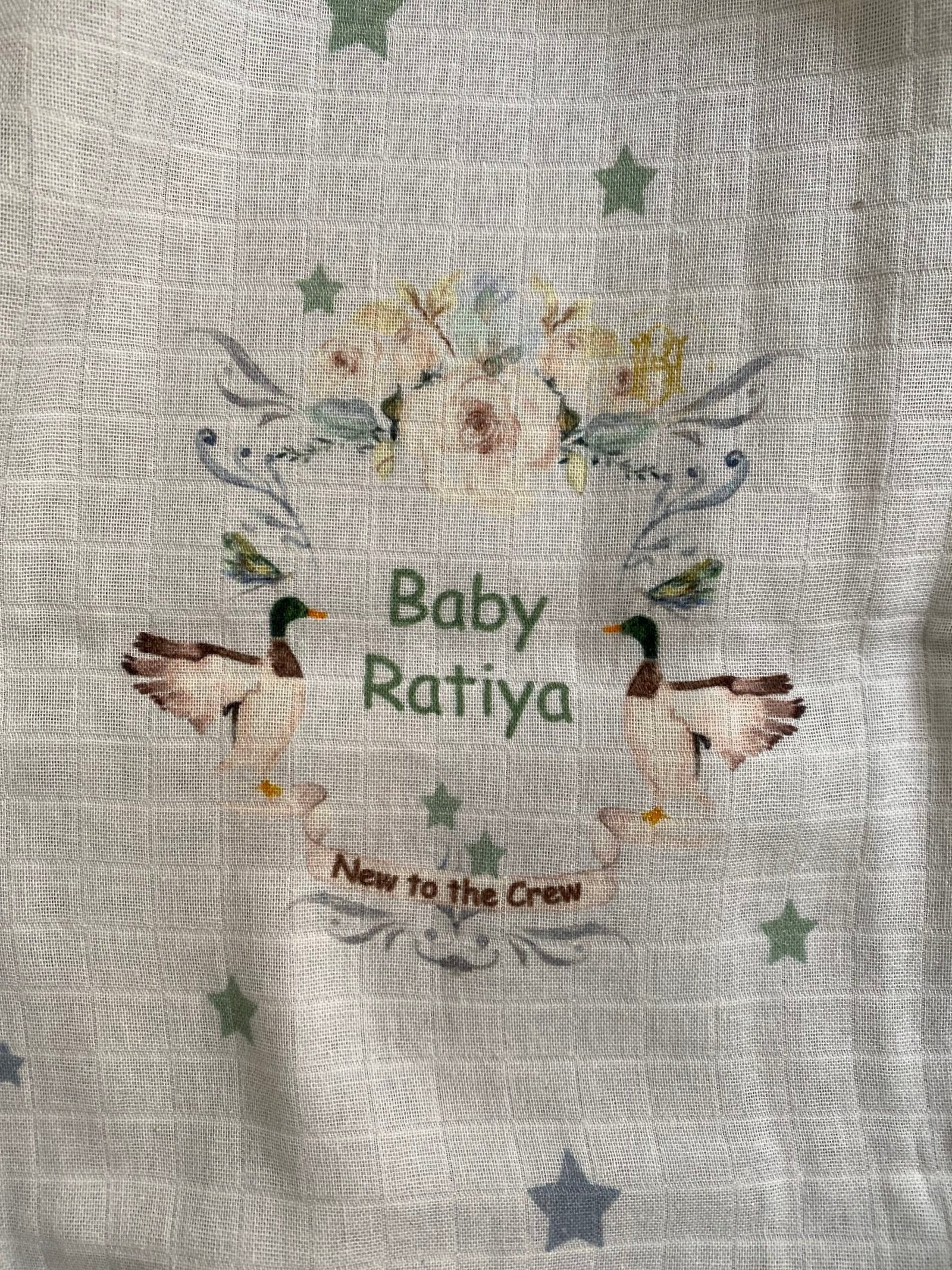 Royal Flowers and Birds Customised Swaddle