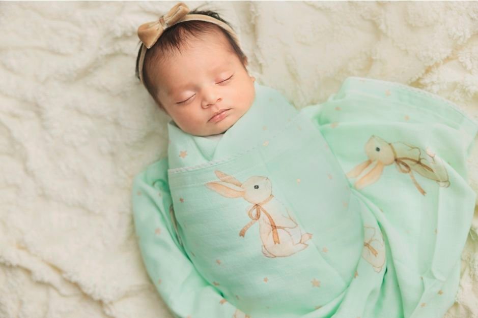 Bunny and stars customised swaddle