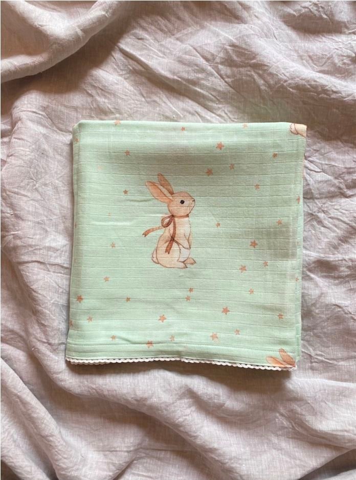 Bunny and stars customised swaddle