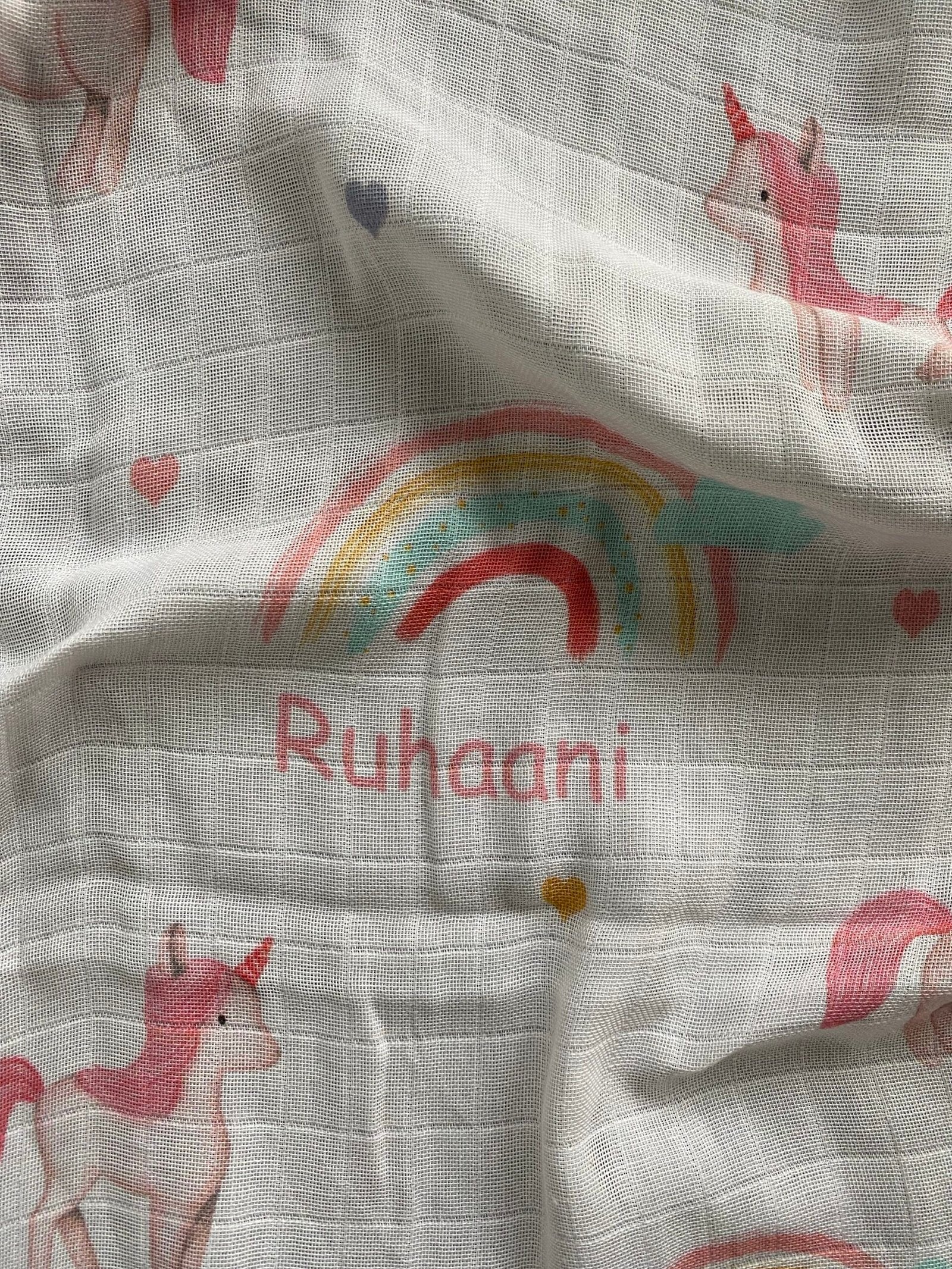 Unicorn and Rainbow Customised Swaddle