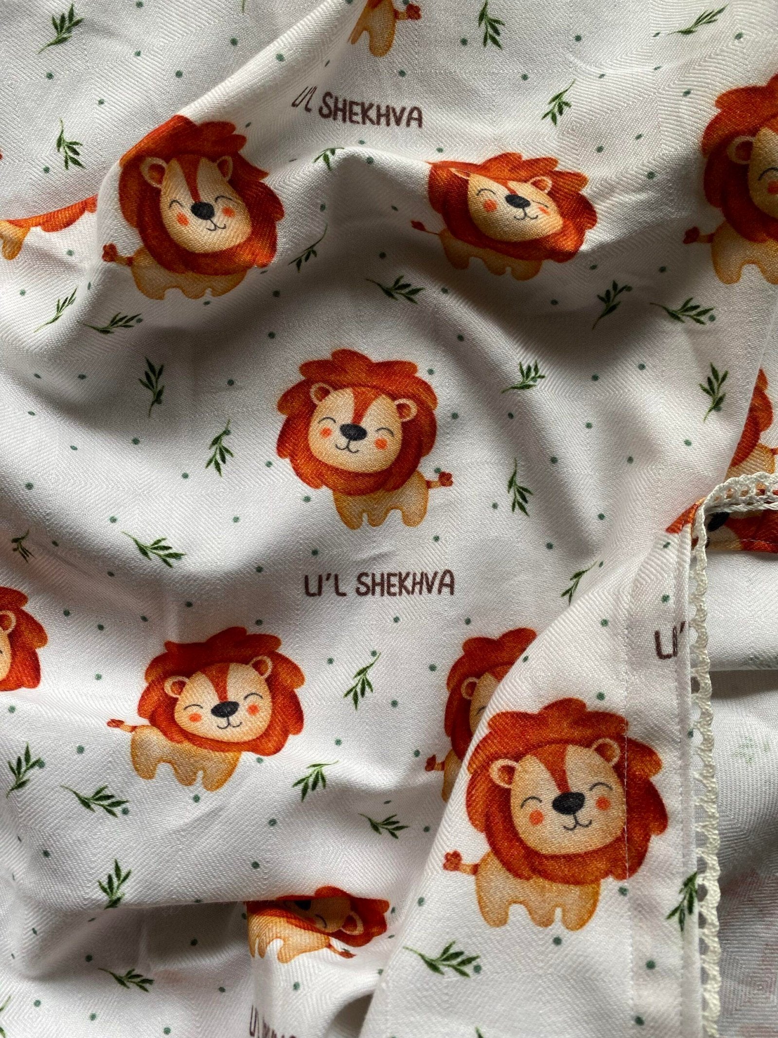 Lion and Leaves Customised Swaddle